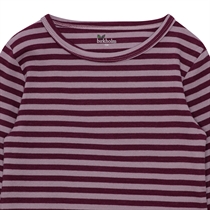 BIRKHOLM Stribet Rib Bluse Due Lilla & Blomme Lilla
